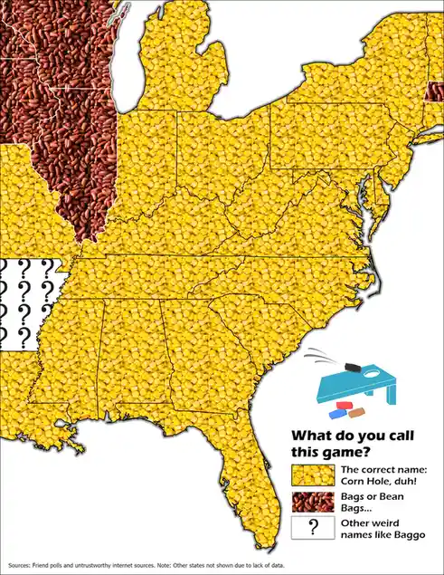 A map of the United States where most states are covered in yellow corn kernels, while a region in the west is covered in…