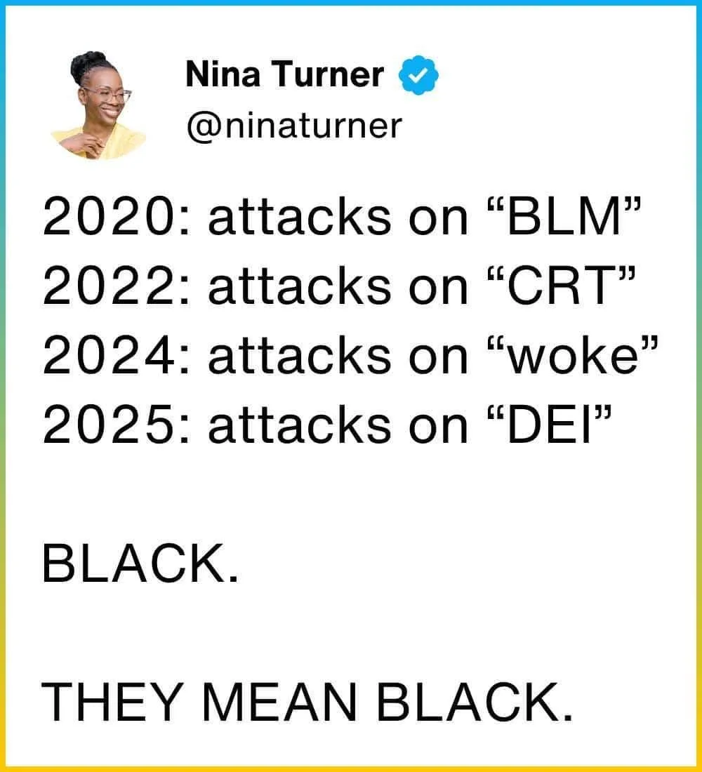 A screenshot of a tweet by Nina Turner (@ninaturner) lists years and targets of political attacks: 2020 on 'BLM', 2022 on…