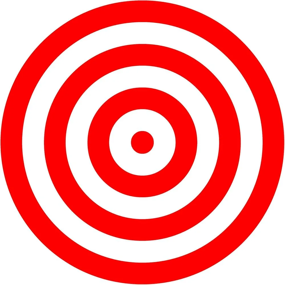 A red and white concentric circle target with a small red dot at the center. Overlaid text reads 'i'm not a target'.