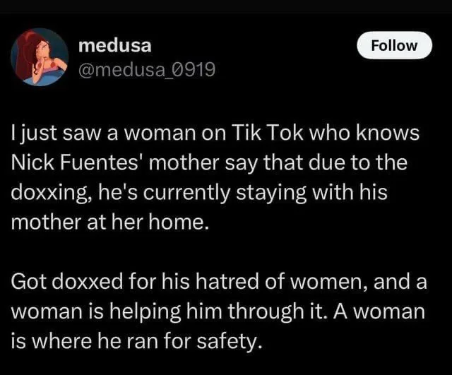 A screenshot of a tweet from user 'medusa' (@medusa_0919) with a profile picture of a cartoon woman. The tweet text states…