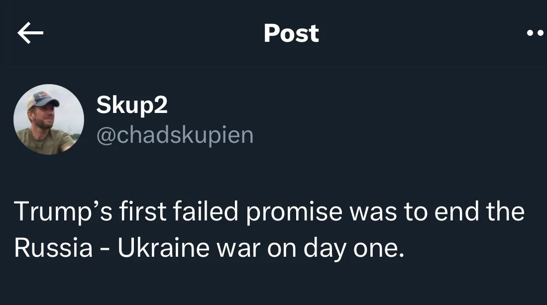 A screenshot of a social media post by user Skup2, showing a dark interface with the username and handle visible. The post's…