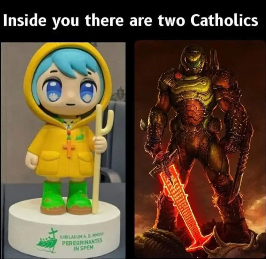 The image is split into two panels. The left panel shows a cute, chibi-style figurine of a child in a yellow raincoat with a…