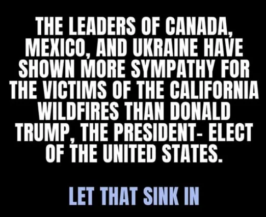 A black background with bold white text stating that leaders of Canada, Mexico, and Ukraine showed more sympathy for…