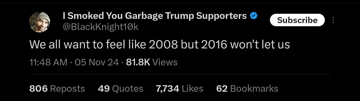 A screenshot of a YouTube video thumbnail showing a channel named 'I Smoked You Garbage Trump Supporters' with a profile…