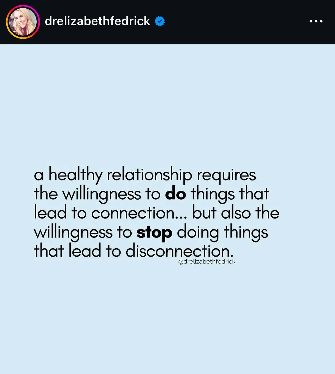A light blue background displays a quote in black text, emphasizing the words 'do' and 'stop' in bold. The quote is…