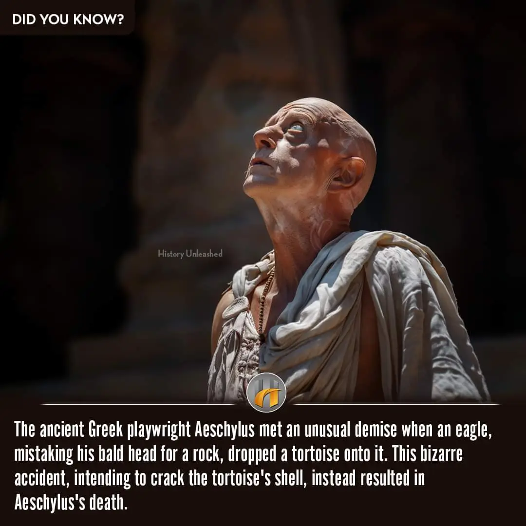 A bald, elderly man in ancient Greek robes looks upward with a shocked expression. Text overlaid at the top reads 'DID YOU…