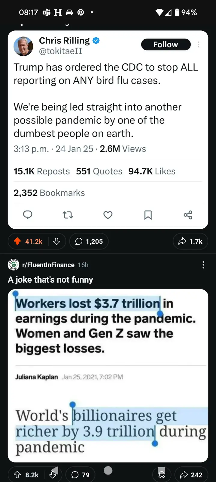 A screenshot of a Reddit post from r/FluentInFinance shows a comment that reads 'A joke that's not funny' above a…
