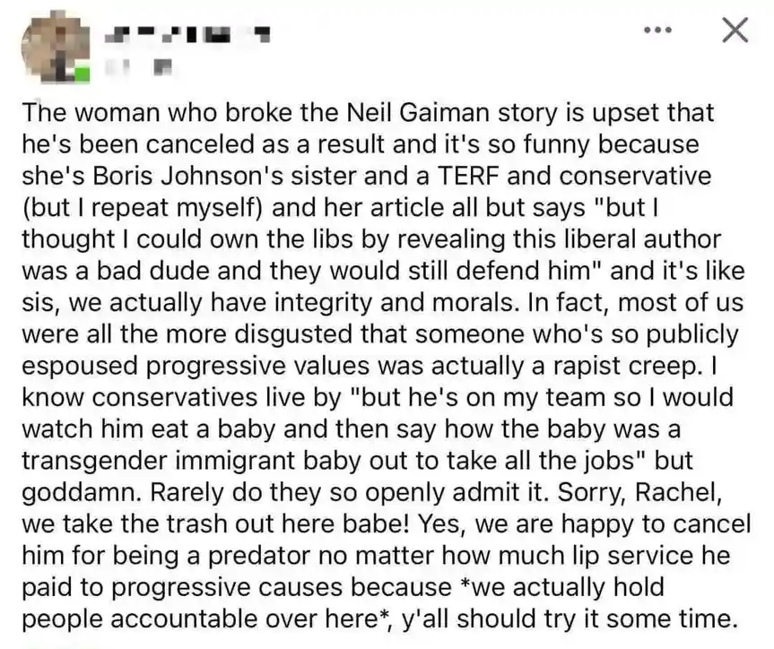A screenshot of a social media post with black text on a white background. The text is a long paragraph discussing the…