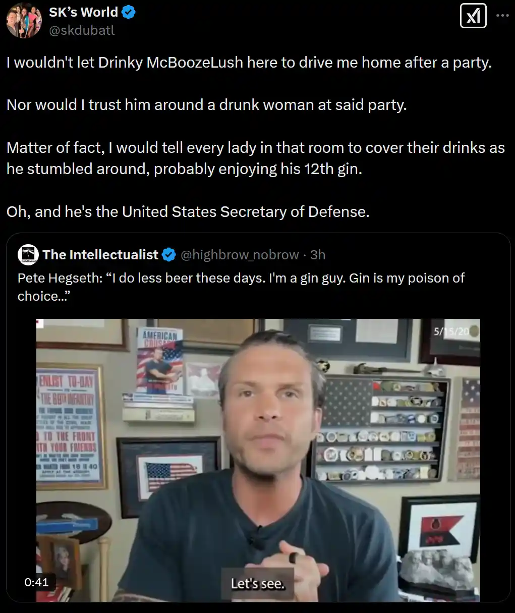 A screenshot of a tweet thread shows a man in a dark t-shirt speaking with a serious expression, overlaid with the text…