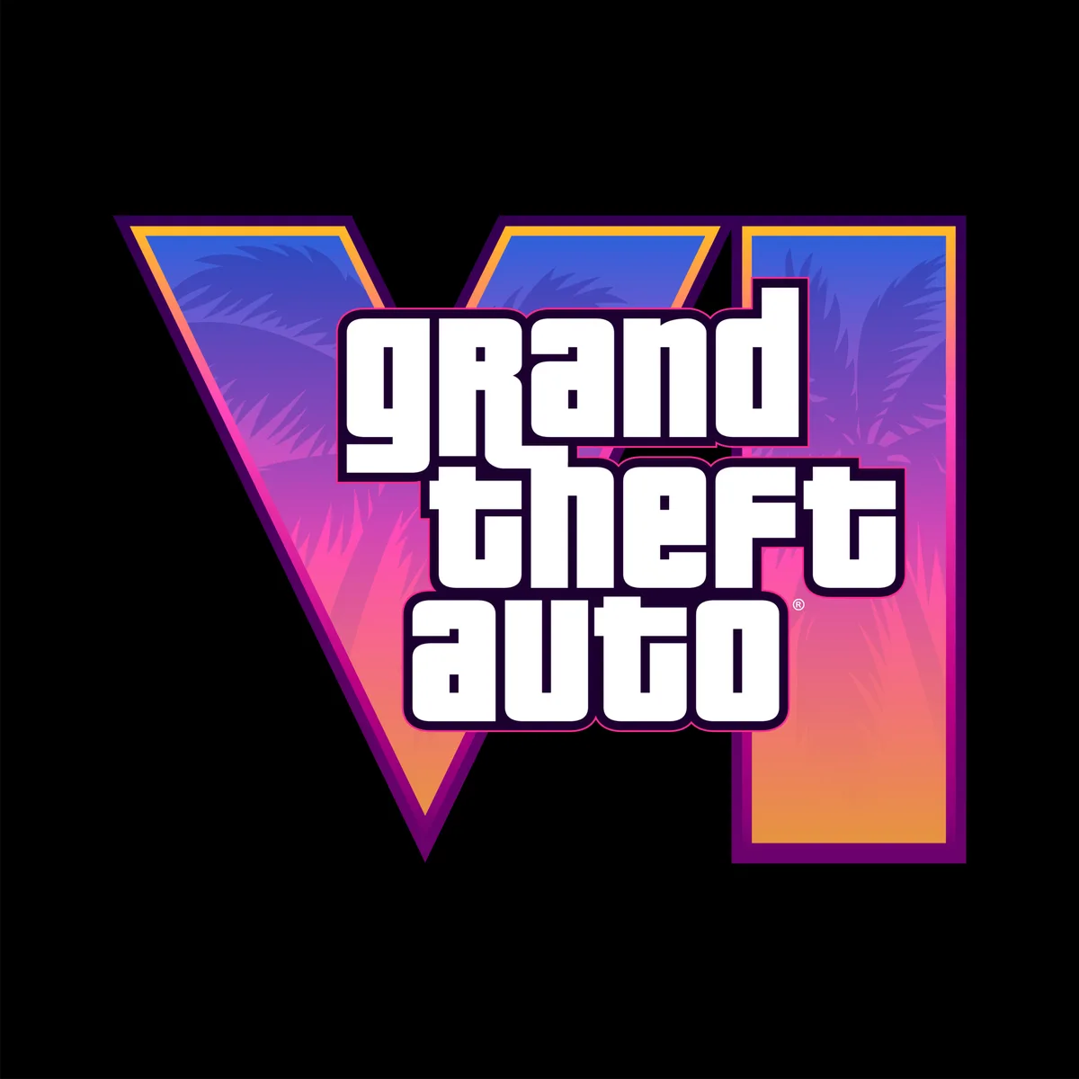 The image displays the official logo for the video game Grand Theft Auto V, featuring the stylized white text 'grand theft…