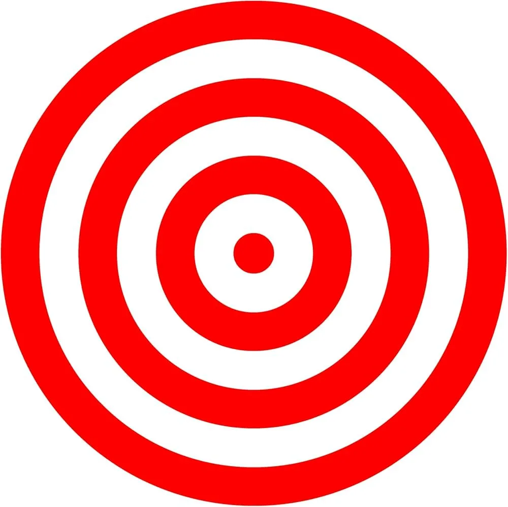 A red and white concentric circle target with a small red dot at the center. Overlaid text reads 'i'm not a target'.