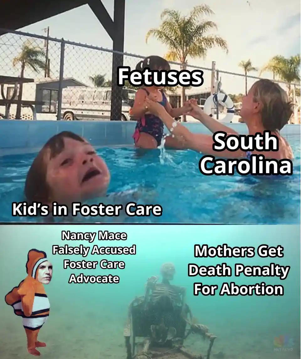 The top panel shows a crying child in a pool labeled 'Kid's in Foster Care,' while an adult and another child are labeled…