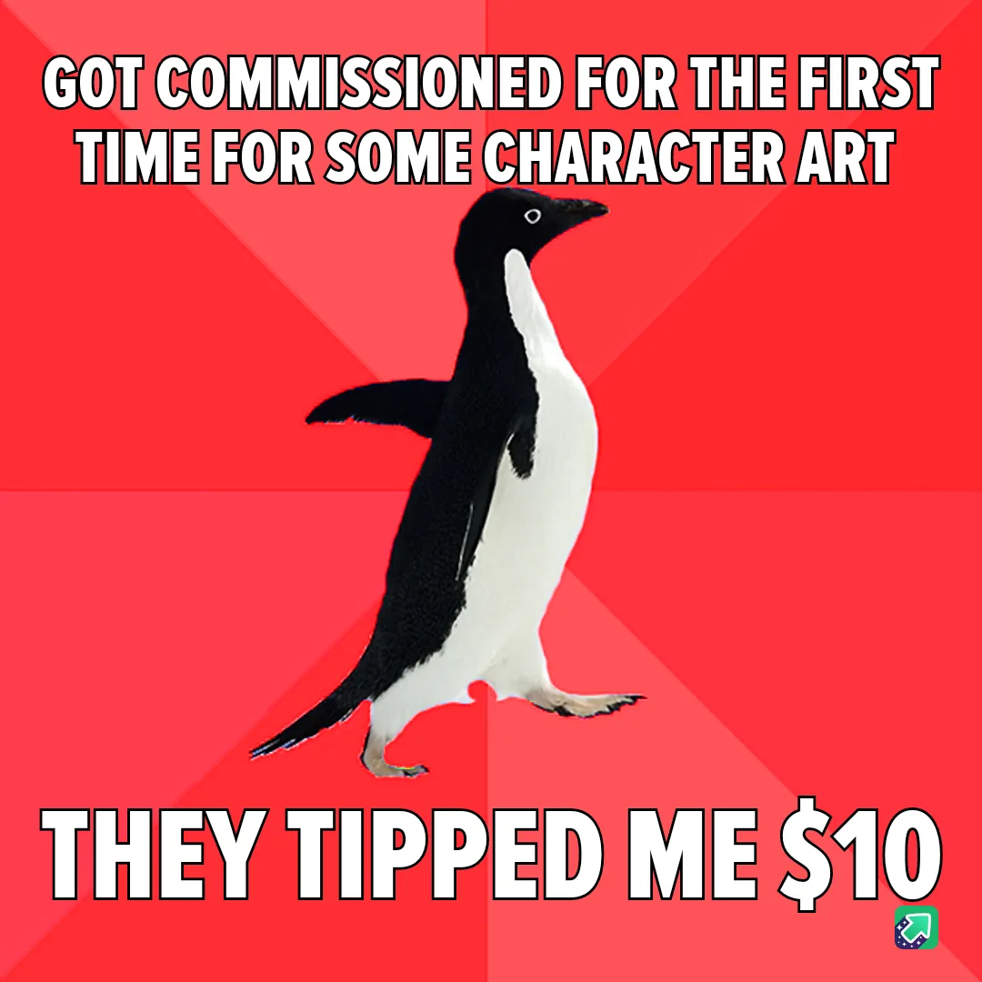 A black-and-white penguin stands against a red background with diagonal stripes. White bold text at the top reads 'GOT…