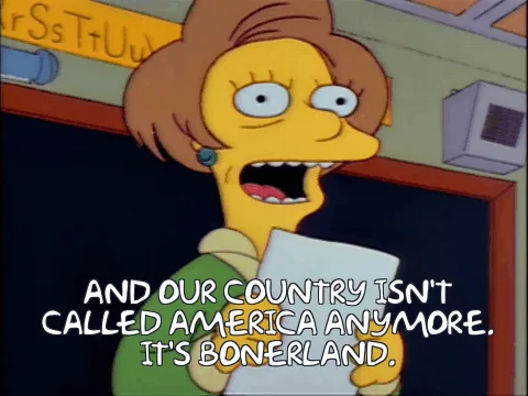 A six-panel meme from The Simpsons shows a teacher reading a student's paper. The teacher, initially shocked, reads aloud a…