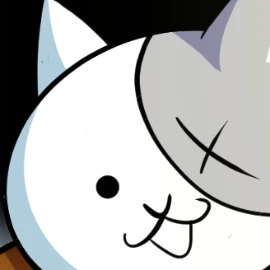 A cartoon cat with a white face and gray ears is shown with a black X over its eyes and a small smile, suggesting it's…