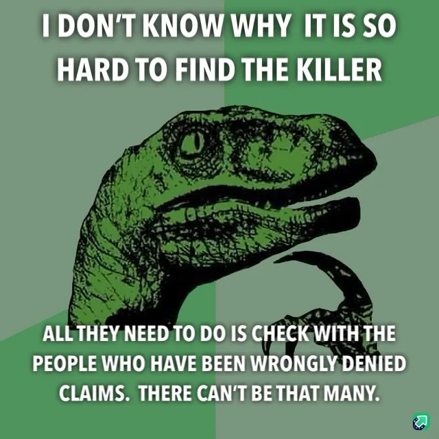 A green, stylized illustration of a theropod dinosaur (often called 'Philosoraptor') with a thoughtful expression, its head…
