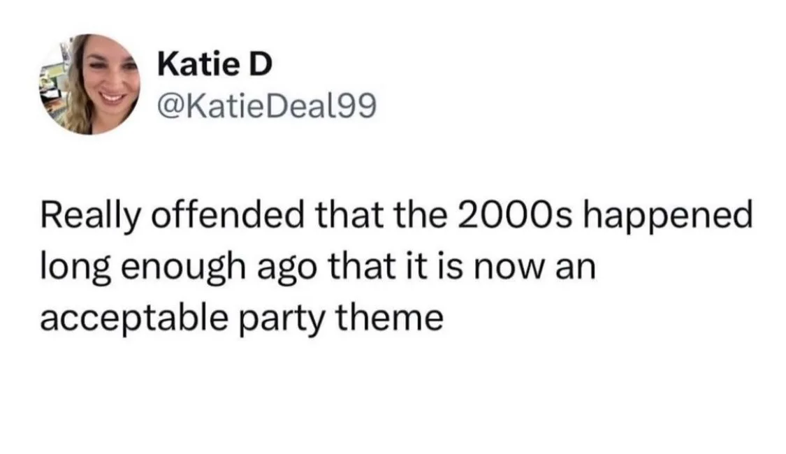 A screenshot of a tweet from user Katie D (@KatieDeal99) shows her smiling profile picture and the text: 'Really offended…