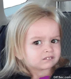 A six-panel grid shows a young blonde girl with a consistent, intense, slightly pouty expression, sitting in what appears to…