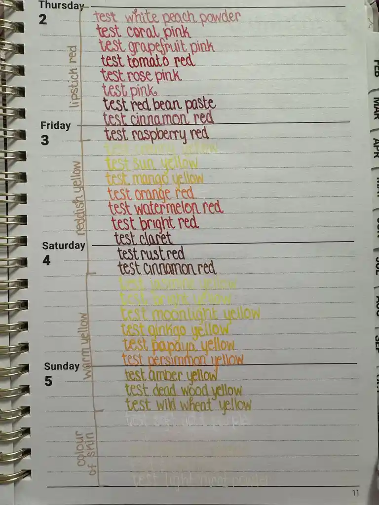 Penmanship Aesthetics: A Showcase of Color Test Samples and Writing Instruments