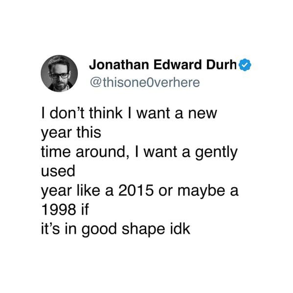 A screenshot of a tweet by Jonathan Edward Durh (@thisone0verhere) with a black-and-white profile picture. The tweet…