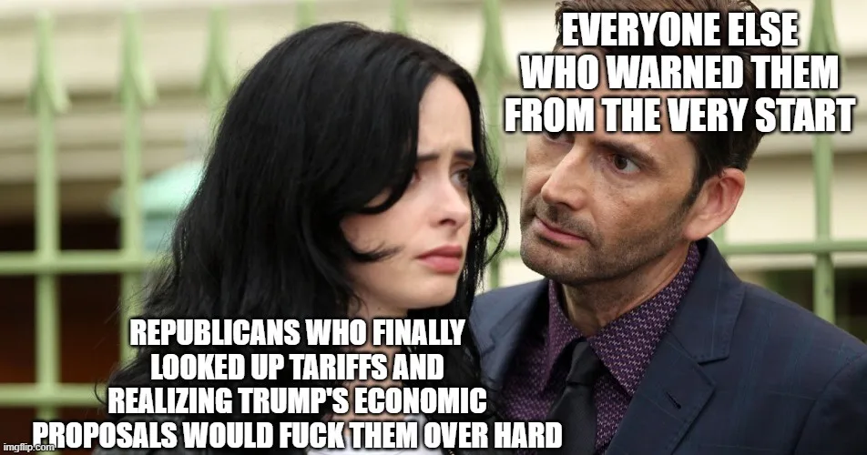 A man and a woman are shown in a close-up, looking at each other with concerned expressions. The woman has long black hair…