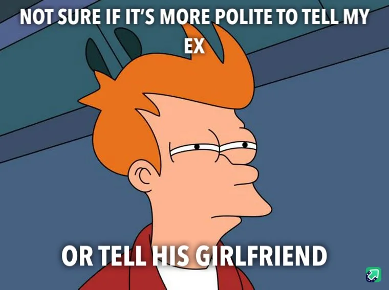 A cartoon man with orange hair and glasses looks sideways with a confused expression. White text overlaid on the image reads…