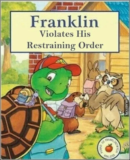A colorful children's book cover featuring Franklin the turtle wearing a red cap and blue overalls, smiling while holding a…