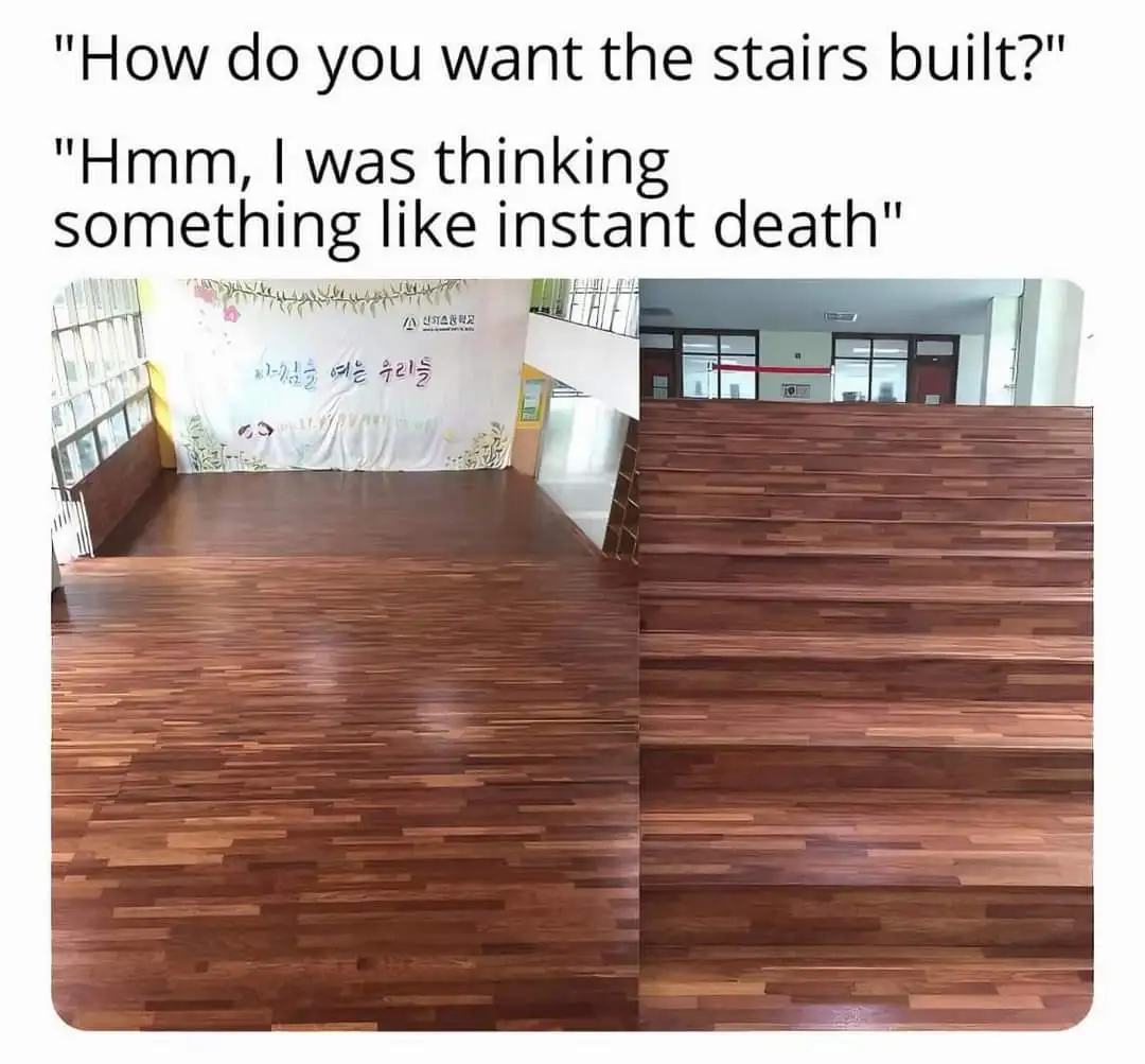 The image shows a split view of a wooden floor. On the left, the floor is flat and level. On the right, the same floor…