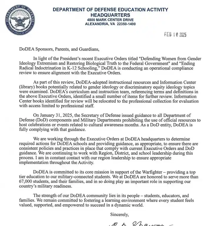 How DOD Schools are navigating EOs.