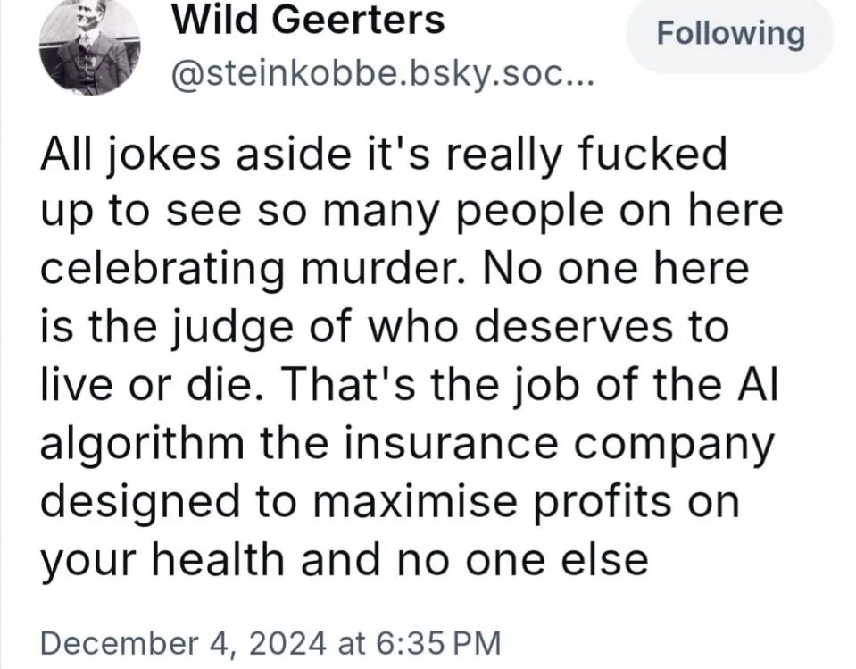 A screenshot of a social media post by 'Wild Geerters' with a black-and-white profile picture of a man in a suit. The post's…