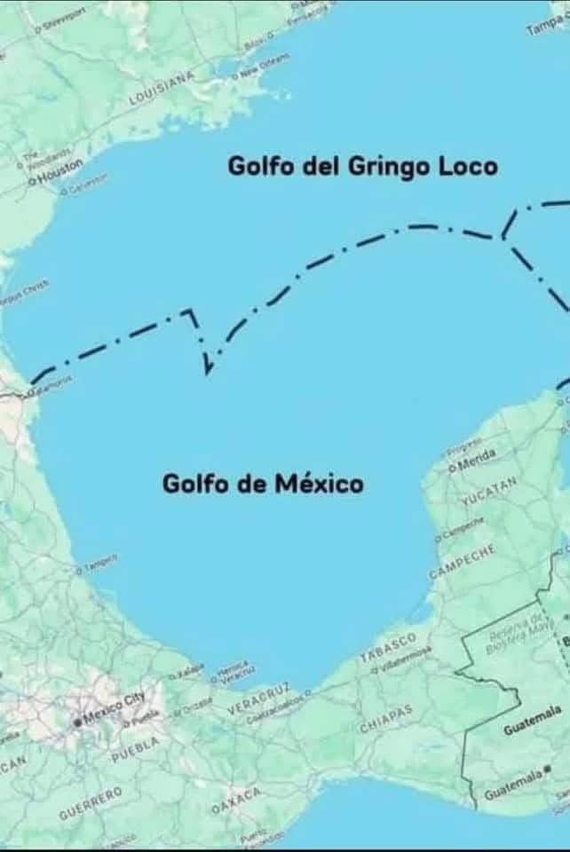 A map of the Gulf of Mexico region shows a dotted line separating the labeled 'Golfo de México' from an adjacent area…