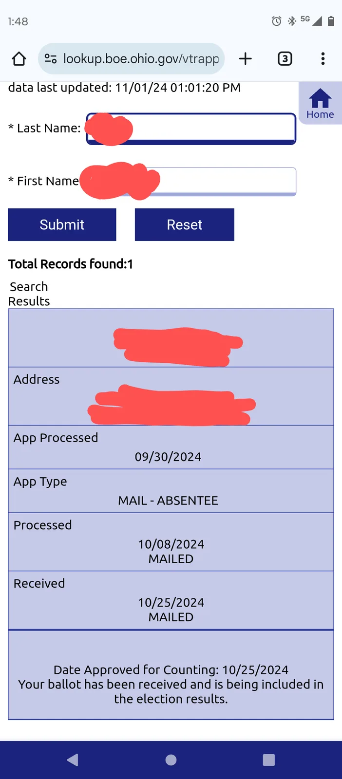 Update: My Ballot Has Been Submitted!
