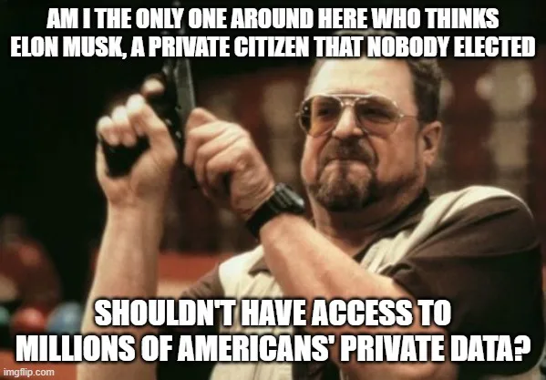 A man with a goatee and aviator sunglasses holds a handgun pointed upward, looking concerned. The overlaid text asks if the…