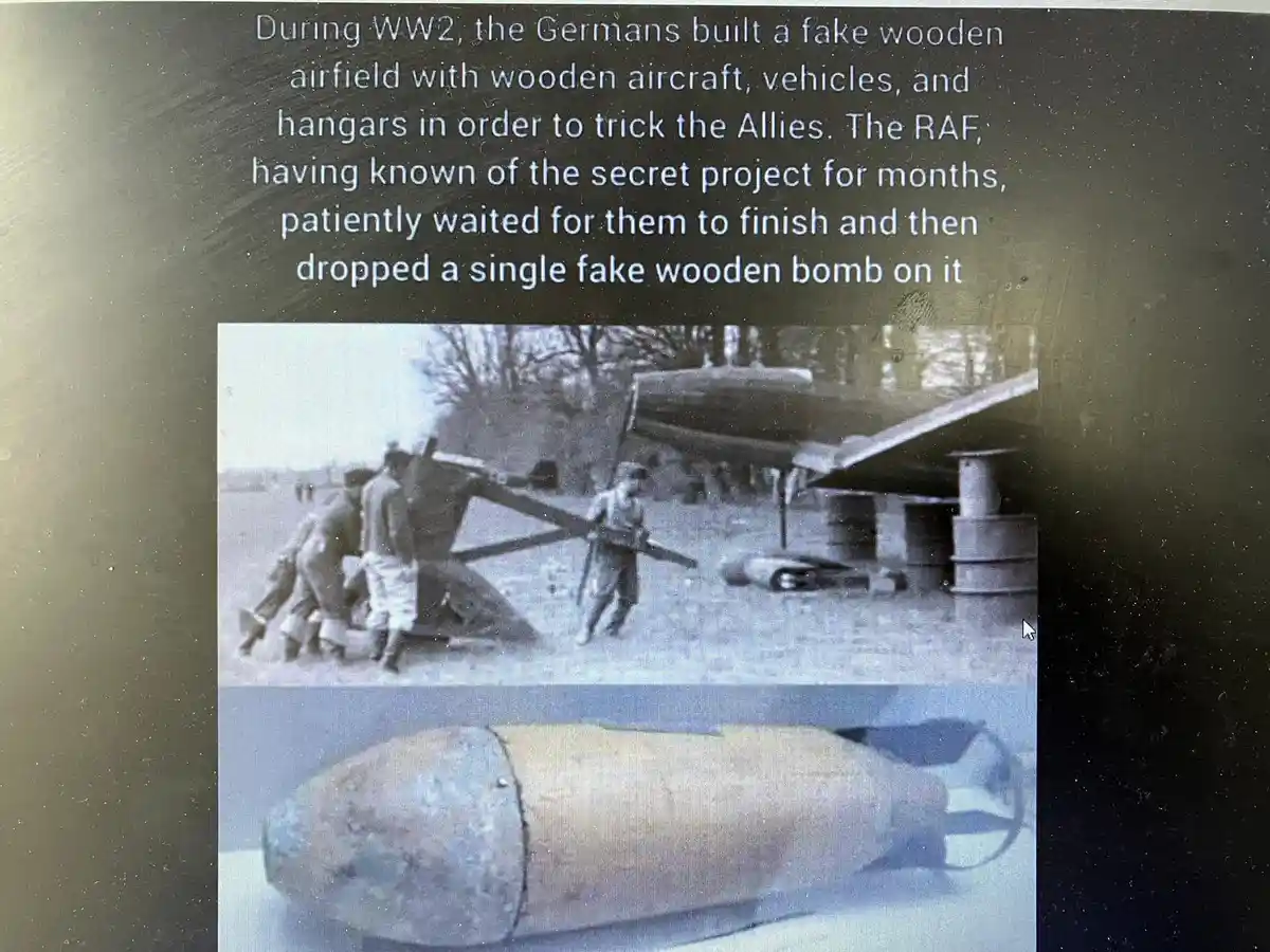 The image displays a black-and-white historical photo split into two parts: the top shows soldiers around a wooden airplane…