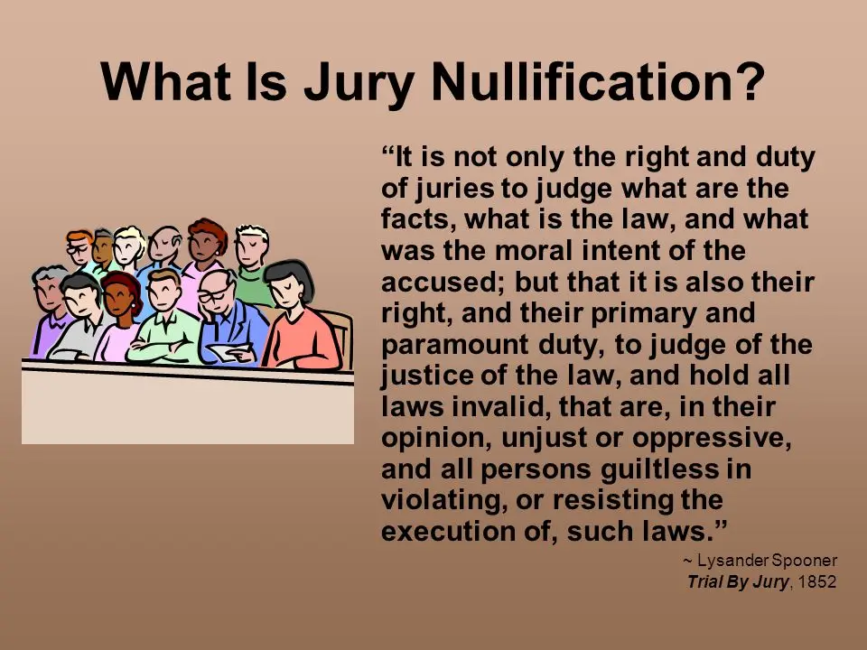 An illustrated image of a diverse group of people seated as a jury in a courtroom, with large text above asking 'What Is…