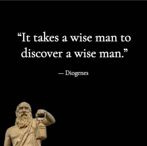 A statue of Diogenes, an ancient Greek philosopher, is shown holding a lantern against a black background. White text…