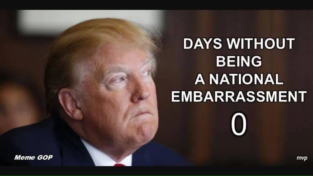 A close-up photo of Donald Trump looking concerned or annoyed, with white text overlaid on the right side reading 'DAYS…