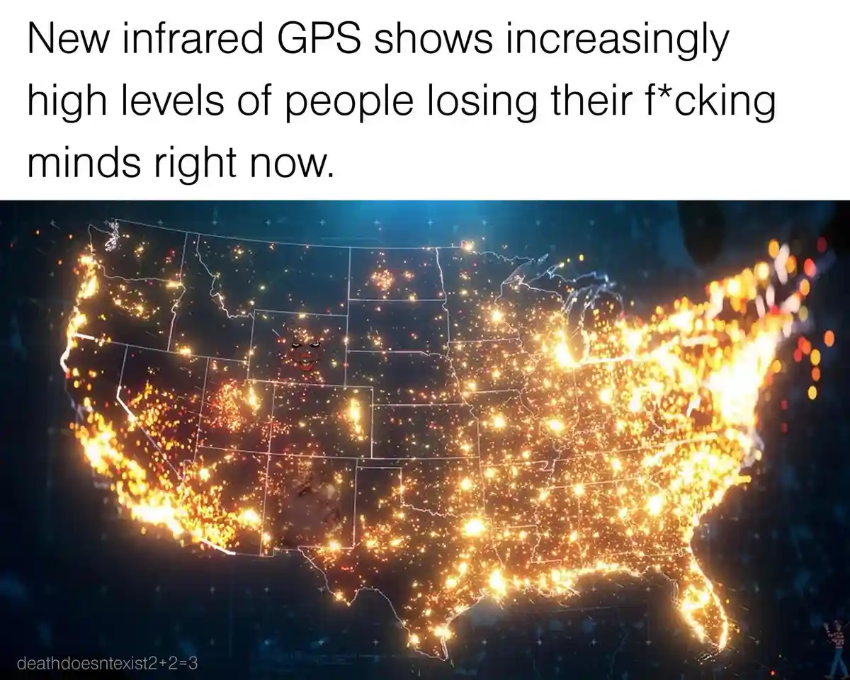 The image displays a map of the United States outlined in white against a dark background, with numerous glowing orange and…