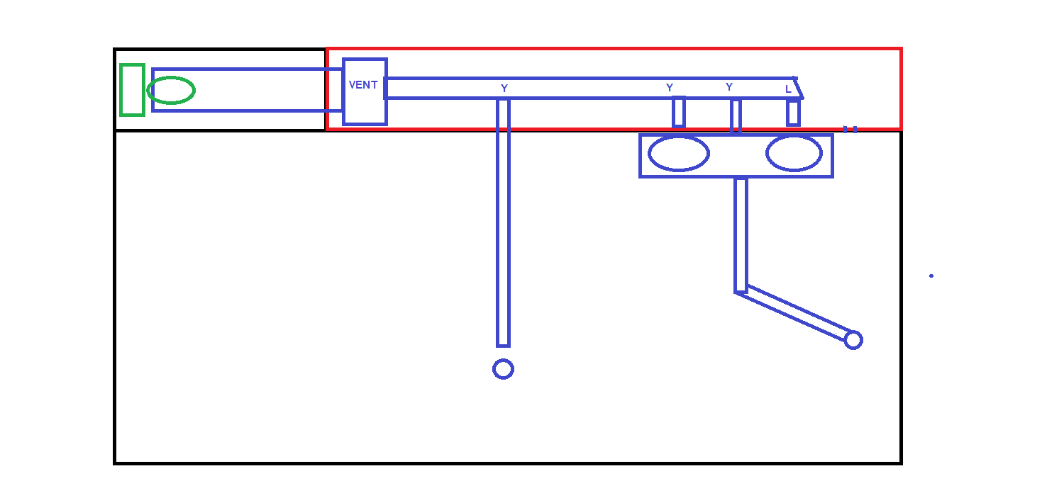 A schematic diagram shows a blue pipe system with a labeled 'VENT' box connected to a horizontal pipe marked with 'Y' and…