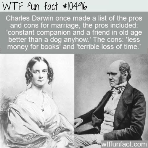 The image displays two sepia-toned historical portraits side by side: a woman on the left and Charles Darwin on the right…